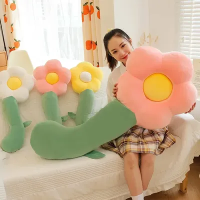 Langes Blumen-Plüsch-Körperkissen, großes süßes Sonnenblumen-Kissen, Sofa, dekoratives gefülltes Image