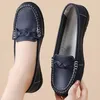 Mode Leder Frauen Wohnungen Runde Kappe Frauen Schuh Mokassins Schuhe Frau Slip Auf Schuhe Frauen Schwarz Zapatos Mujer Plus Größe