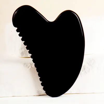 Black Obsidian Face Gua Sha Tool Skin Care Body Eye Head Natural Crystal Mineral Stone Sawtooth Massager Health Beauty Product