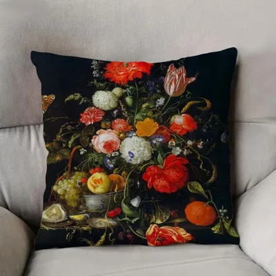 Schwarzer Blumen druck dekorative Kissen bezug nordischen Stil Retro Wohnkultur Wohnzimmer Sofa Image