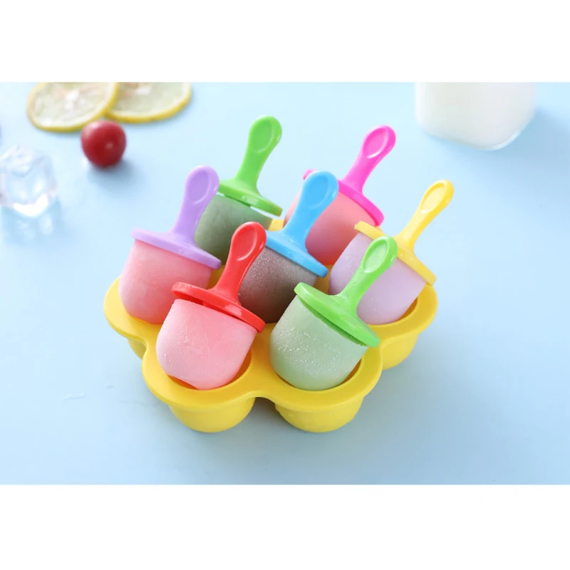 7 Löcher Gelato Schimmel Eis DIY Formen Kinder Eis am Stiel Formen Lebensmittel Nachfüllbox Silikon Eis schale Eis am Stiel Formen Obst Milch shake Image
