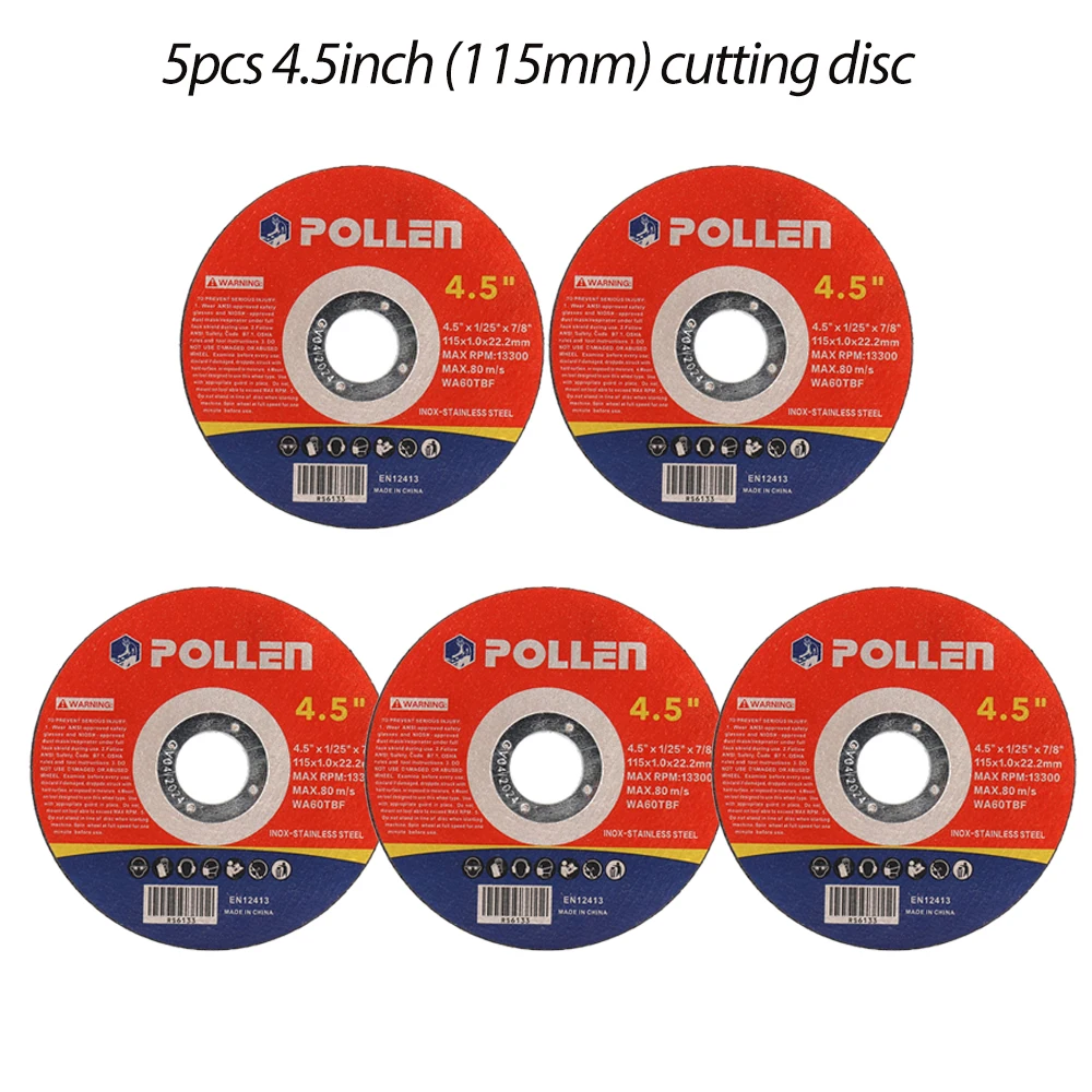 SI FANG 5 Stück 115 mm Harz-Trennscheibe, Trennscheibe, Winkelschleifer, Scheibenscheibe, faserverstärkt, für Metall, Edelstahl Image