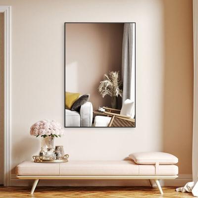 60x80/80x60cm Schwarz Spiegel Wandspiegel Rechteckig Metallrahmen ideal für Badezimmer Waschraum Image