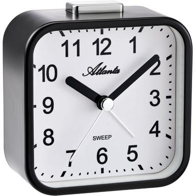Quarzwecker ATLANTA, schwarz-weiß (schwarz, weiß), Wecker, ideal für Reisen, Geschenkidee, Beleuchtung, Weckwiederholung, analog