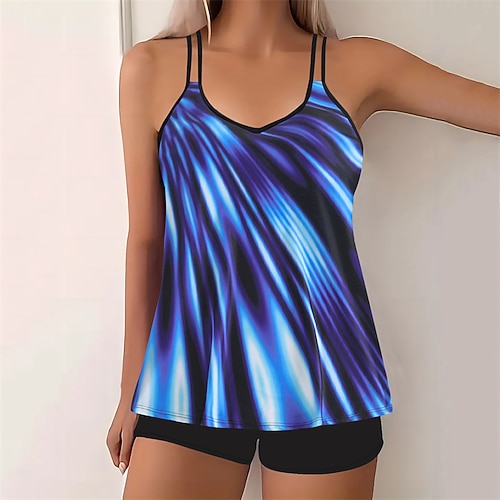 Damen Badeanzug Bademode Ringer-Rücken-Kleid Bademode Badeanzug Weiß Gelb Atmungsaktiv Schnelltrocknend Leichtgewichtig Ärmellos - Schwimmen Surfen Strand Sommer Frühling Übergröße Image