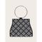 Strassverzierte Abend-Clutch für Damen – elegante Handtasche mit goldenem Ringgriff und Kettenriemen für Hochzeiten und Partys, Farbe Silber Schwarz / Weiß Schwarz