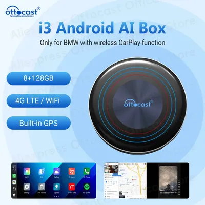 OTTOCAST OttoAiBox i3 AI Box Android 13 Wireless CarPlay for NetFlix for Youtuber for BMW ID6 ID7