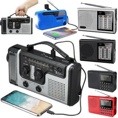 Emergency Solar Power Radio AM FM SW1 SW2 Multi-band Radio Solar Hand-Cranked Weather Radio with