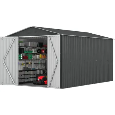 8x12 FT Outdoor Storage Shed, Large Metal Tool Sheds with Updated Frame Structure and Lockable