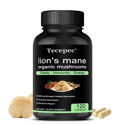 Lion's Mane Organic Mushrooms Supplements - Strength, Memory, Focus, Brain Supplements, Immune