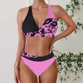 Per donna Tankini Costume da bagno a due pezzi Schiena scoperta Costumi da bagno Floreale Costumi da bagno Giallo Rosa Traspirante Asciugatura rapida Leggero Senza maniche - Nuoto Surf Spiaggia