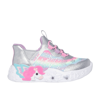 Skechers Girl's Unicorn Charmer - Lil Starlite Sneaker | Size 10.0 | Silver | Synthetic/Textile