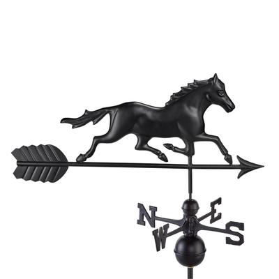 Modern Farmhouse-Inspired Trotting Horse Standard / Full Size Weathervane - Black Finish by Good Directions
