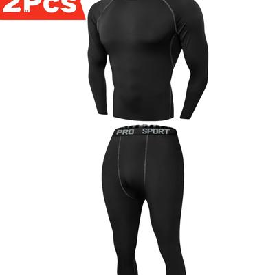 TEMU Plus Size Men's Athletic Set - Slim Fit, Breathable & Quick-dry | Ideal For Running, Sports & Fitness | Stretchy Polyester , Machine Washable, Plus Size Image