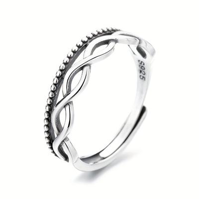 TEMU Vintage Double-layer Twisted Ring Made Of 925 Sterling Silver, A Luxurious Accessory And Commemorative Gift For Finger, Suitable For And Play (approximately 2.3g). Image