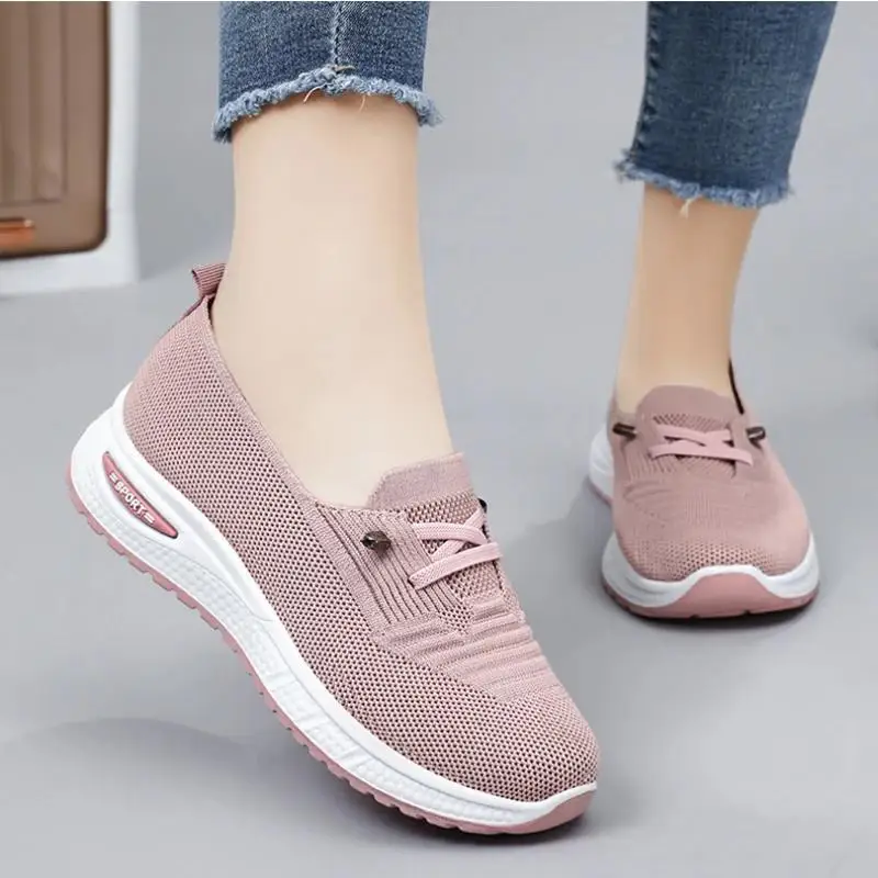 Frauen Casual Schuhe Mode Atmungsaktive Wanderschuhe Mesh Flache Schuhe Turnschuhe Frauen 2024 Vulkanisierte Schuhe Rosa Weibliche Schuhe