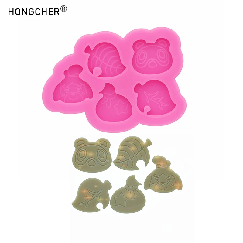 Glänzende Mini-Tierblätter Silikonform DIY Kopfschmuck Loch Schuhe Handyschale Dekoration Harz Schmuck Zubehör Tropfformen Image