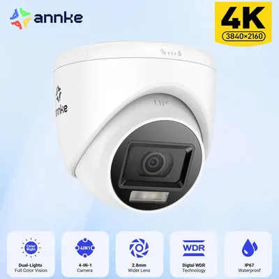 Annke 4k Dual Light Wired CCTV Sicherheit analoge Kamera Farbe weiß ir Nachtsicht 4-in-1 Ausgangs signal ip67 digitale WDR-Kameras