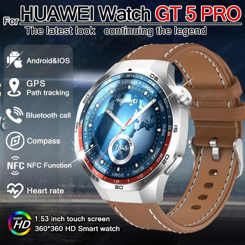 2025 neue Smart Uhr herzfrequenz Gesundheit Monitor Bluetooth Anruf NFC GPS Tracker IP68 Wasserdichte Smart Uhr Männer Für HUAWEI GT5 Pro