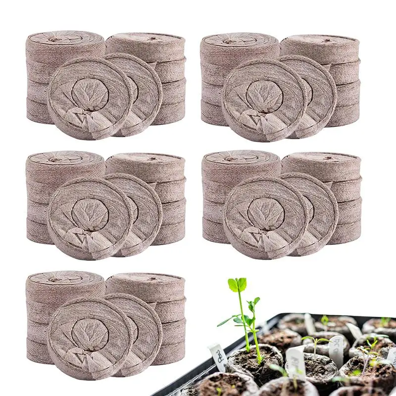 Pflanzenstartpellets, Bodenblock, komprimierte Bodenpellets, 50 Stück Pflanzenstarterpads, kompakte Pflanzenpads, Großpackung für den Start von Pflanzen Image