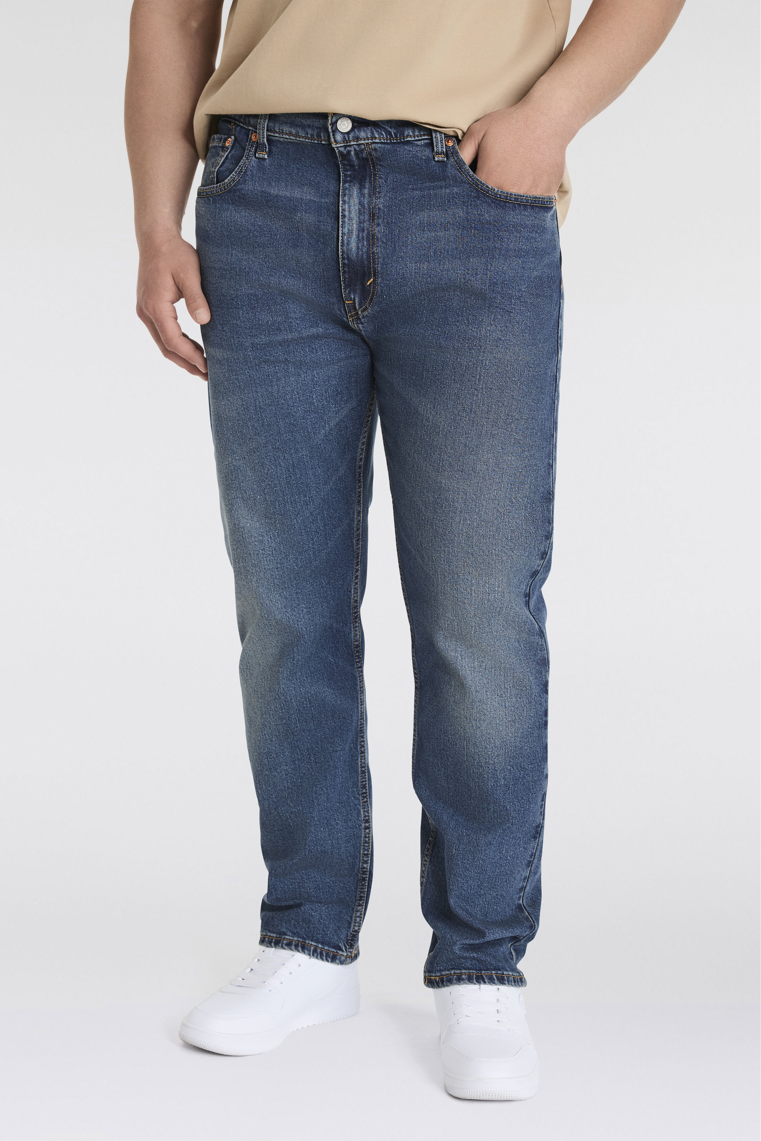 Tapered-fit-Jeans LEVI'S PLUS "502 TAPER B&T", Herren, Gr. 44, Länge 32, blau (future self adv), Denim/Jeans, Obermaterial: 70% Baumwolle, 28% Lyocell, 2% Elasthan, bequem lang, Jeans, mit Stretch