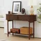 Fluted Console Table, Modern Entryway Table with Tambour Sliding Door, 2-Tier Sofa Table with
