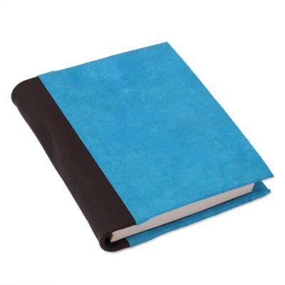 Sky Memories,'Leather Accent Recycled Paper Journal in Blue from Mexico'