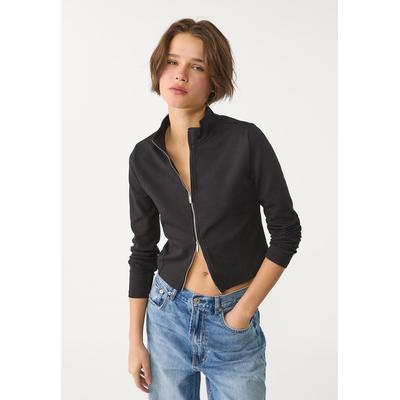 Stradivarius Fitted sweatshirt with zip Black XL