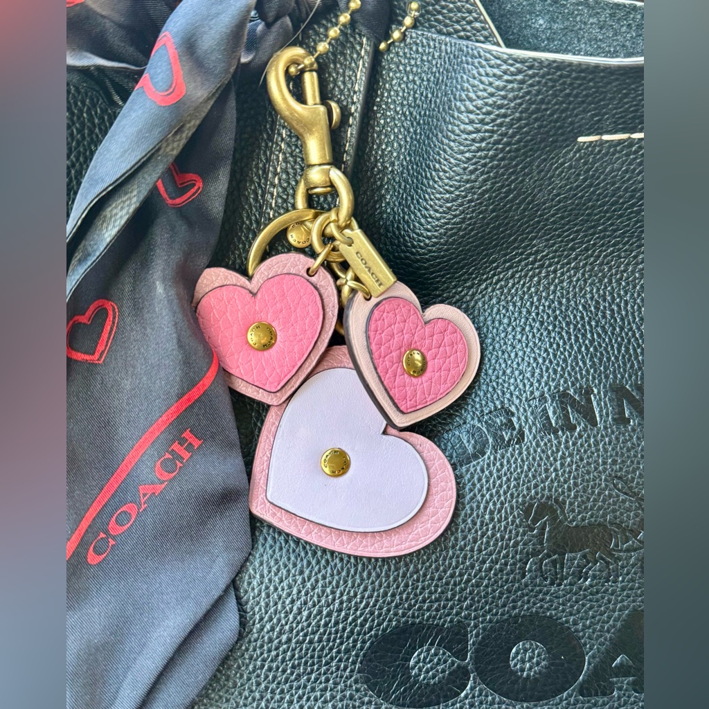 Coach Bags | Coach Pink Heart Cluster Charm Key Charm | Color: Gold/Pink | Size: Os