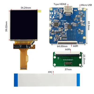 2K 2.9 Inch 1440x1440 Lcd Display MIPI Interface Panel With Controller Board LS029B3SX04 For VR AR MR Diy Project