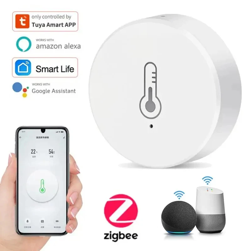 ZigBee WiFi-Temperatur- und Feuchtigkeitssensor für Tuya Smart Life APP-Fernbedienung, Echtzeitmonitor, funktioniert mit Alexa Google Home Image