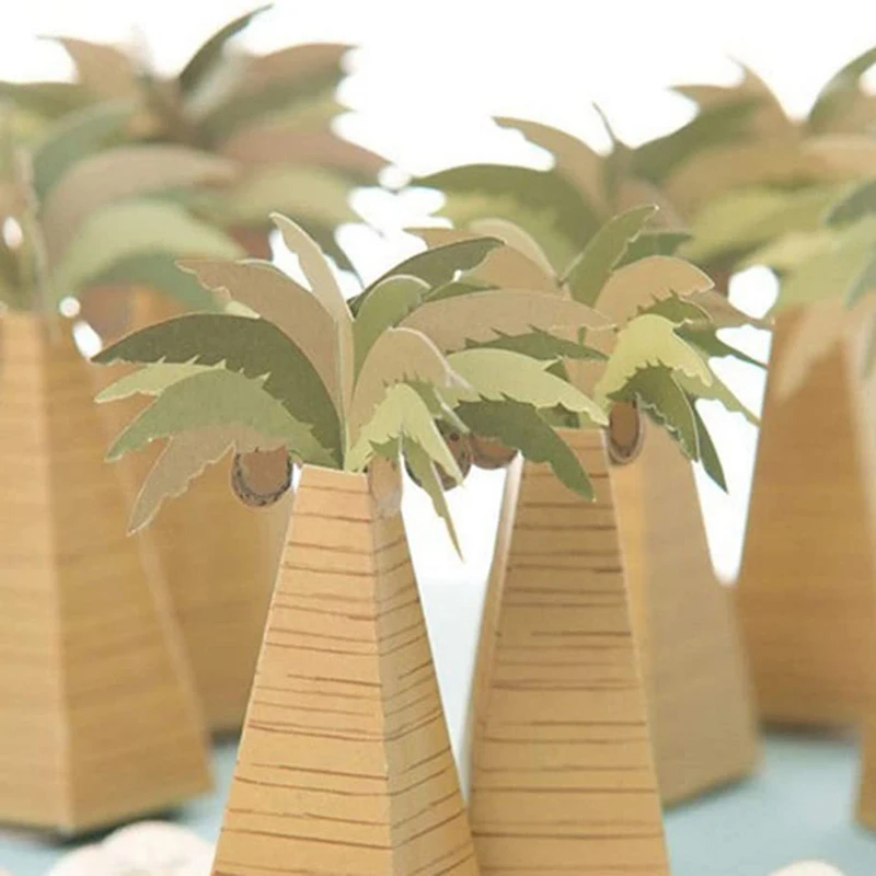 10/20 stücke Mini Kokospalme Papier Pralinen schachtel Geschenk verpackung Box für hawaiian ische tropische Geburtstags feier liefert Image