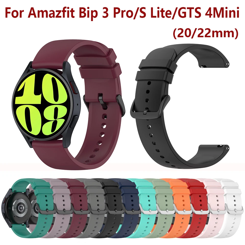 Für Amazfit Bip 3 Pro/S Lite/U Pro/GTR 42mm Correa 20/22mm Silikon Band Strap Für Amazfit GTS 4 Mini/2 2E 3 Armband Armband Image