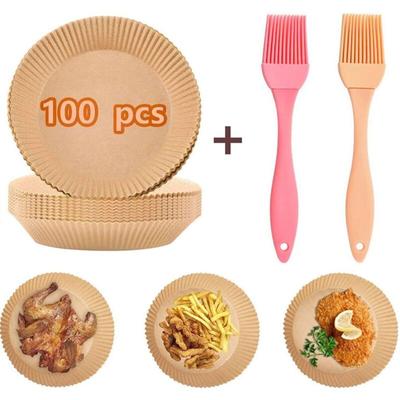 Backpapier für Heißluftfritteuse 100 Stück BPA-frei, 16-20 cm, Airfryer Backpapier Antihaft