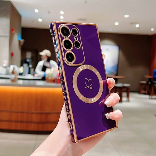 Handy Hülle Handyhüllen Für Samsung Galaxy S25 S24 S23 S23 FE S22 S21 Ultra Plus Rückseite Unterstützt kabelloses Laden Stoßfest Herz TPU Beschichtung Image