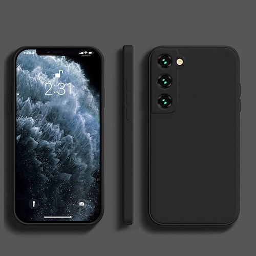 Handy Hülle Handyhüllen Für Samsung Galaxy S25 S24 S23 S22 S21 FE S21 Ultra Plus A13 S20 A12 A32 Flüssige Silikonhülle Schlank Kratzfest Weiche Kanten Einfarbig Silikagel Image