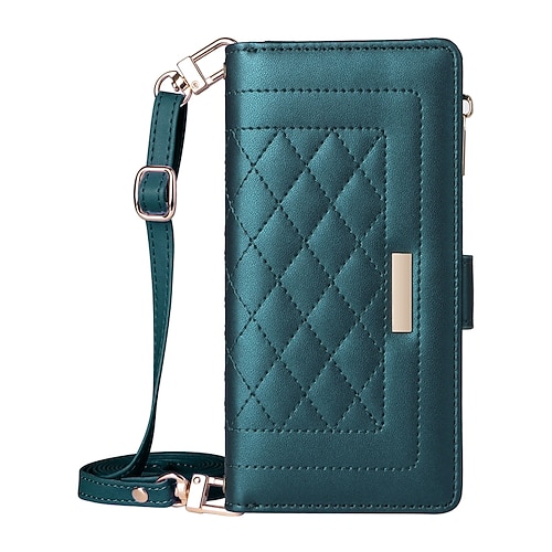 Handy Hülle Handyhüllen Für S25 S24 S24 FE S23 S22 S21 Ultra Plus A55 5G A35 5G A25 A15 Rückseite Mit Ständer Reisverschluss mit Trageriemen Retro TPU PU-Leder Image