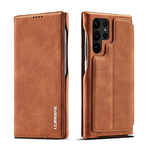 Handy Hülle Handyhüllen Für Samsung Galaxy S25 S24 S23 S22 S21 FE S21 Ultra Plus A54 A53 S20 A12 Flip-Cover Magnetisch Kartenfach Stoßfest Retro TPU PU-Leder Image