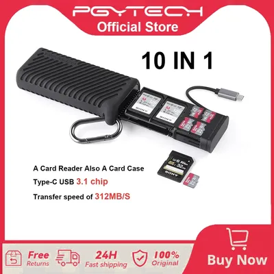 PGYTECH Multifunctional Type-c Card Reader Holder Storage Box USB3.1 High-speed Transmission SD/TF