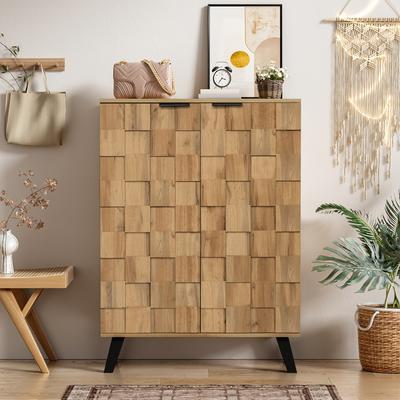 TEMU Sideboard, Modern Shoe Cabinet With 5 Compartments - Dimensions 80.5 X 35 X 109.5 Cm, Adjustable Shelves Image