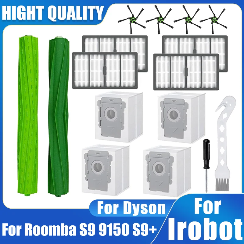 Main Roll Side Brush Dust Bag Spare Parts For iRobot Roomba S9 9150 S9+ Plus Robot Vacuum Cleaner, Replacement Accessories Image