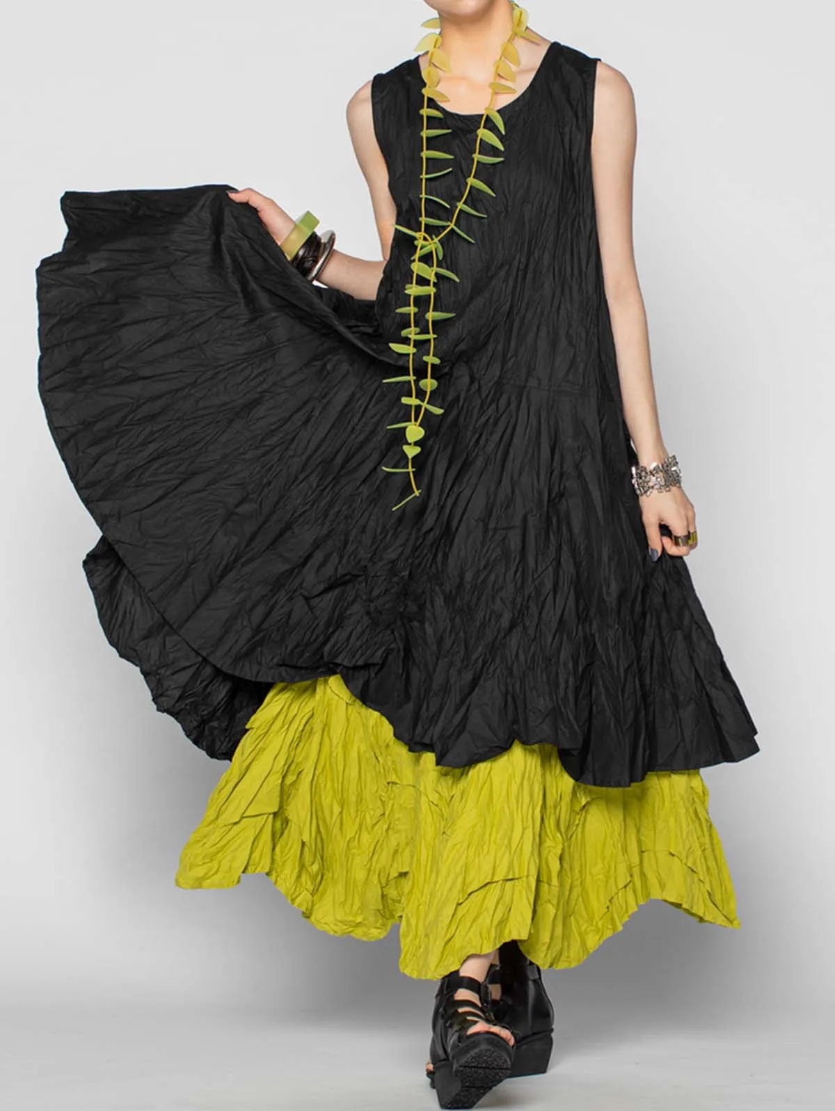 Frauen Casual Rundhals Ärmellose Gefälschte Zwei Stücke Gesammelt Kleid Kleid Sexy Petticoat Wilde Weibliche Maxi Kleider Image