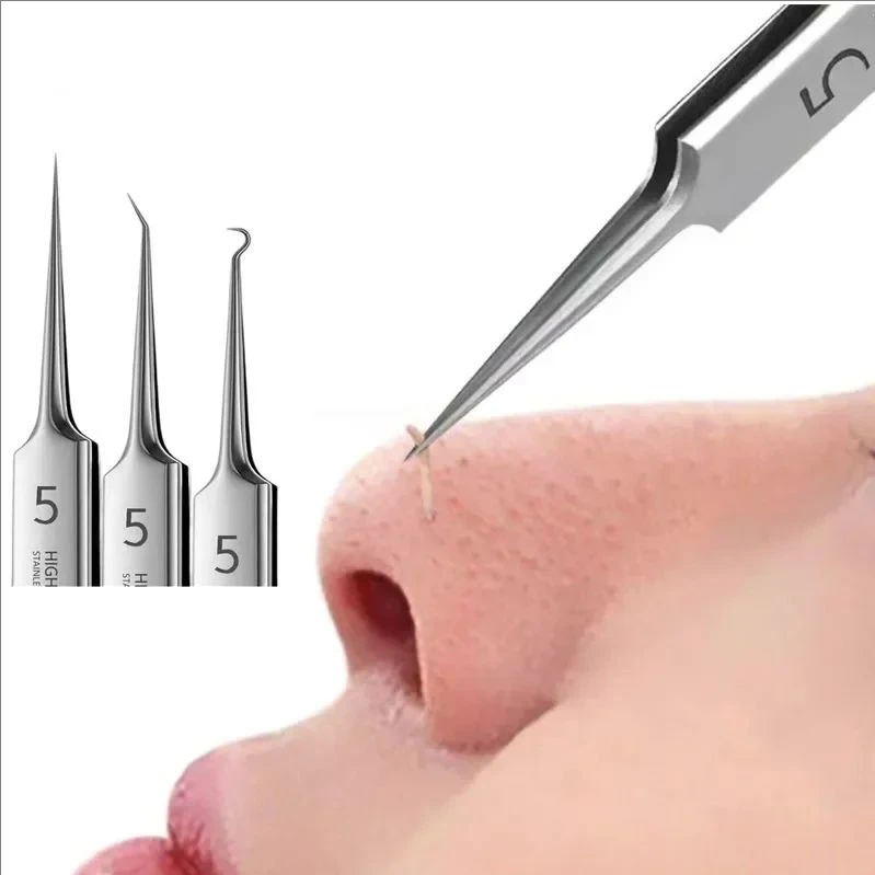 MJ Deutsch Ultrafein Nr. 5-Zellen-Pickel-Pinzette mit Mitesser-Clip, Schönheitssalon, spezielles Kratz- und Schließartefakt, Akne-Nadel Image