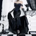Mall Goth Velluto Gonna a coda di pesce Donna Vintage Jacquard Hip Wrap Fata Gonna Grunge Gonna lunga Steampunk da donna vittoriana