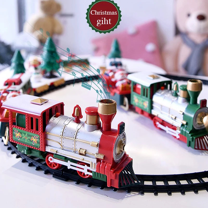 Weihnachts zug elektrisches Spielzeug Weihnachts baum dekoration Zugbahn rahmen Eisenbahn wagen mit Ton & Stadtbahn wagen Weihnachts geschenke Image