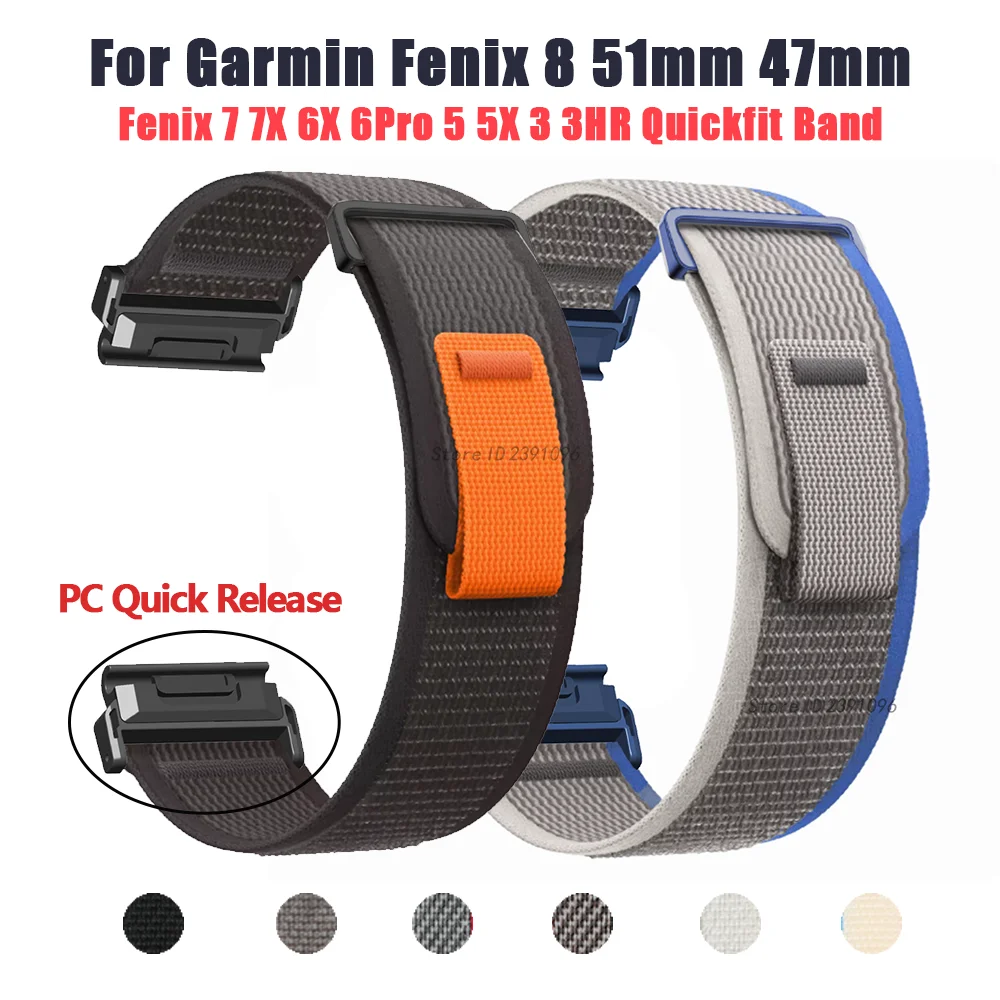 Nylon-Sportarmband 22 mm 26 mm für Garmin Fenix 8X 7X Pro 6X 5X 5XPlus Epix Pro Gen2 51 mm 47 mm Enduro 2 Quickfit Release-Armband Image