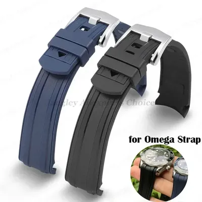 Gummiband mit gebogenem Ende, 20 mm, für Omega Seamaster 300, Ersatzarmband, Armband für Herren und Image