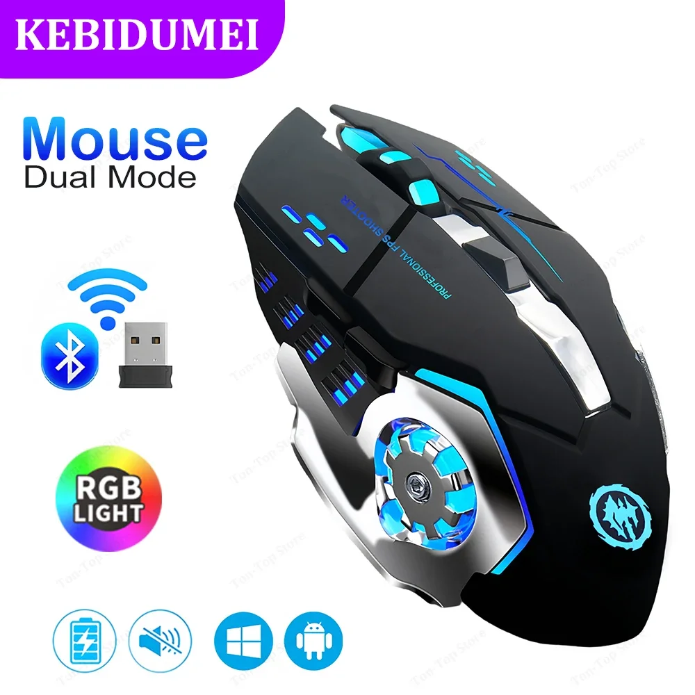Bluetooth 5.2 Maus RGB Gaming Maus 2,4 G Drahtlose Maus Wiederaufladbare Stille Maus 3600 DPI Maus Mäuse für Macbook Laptop Tablet Image