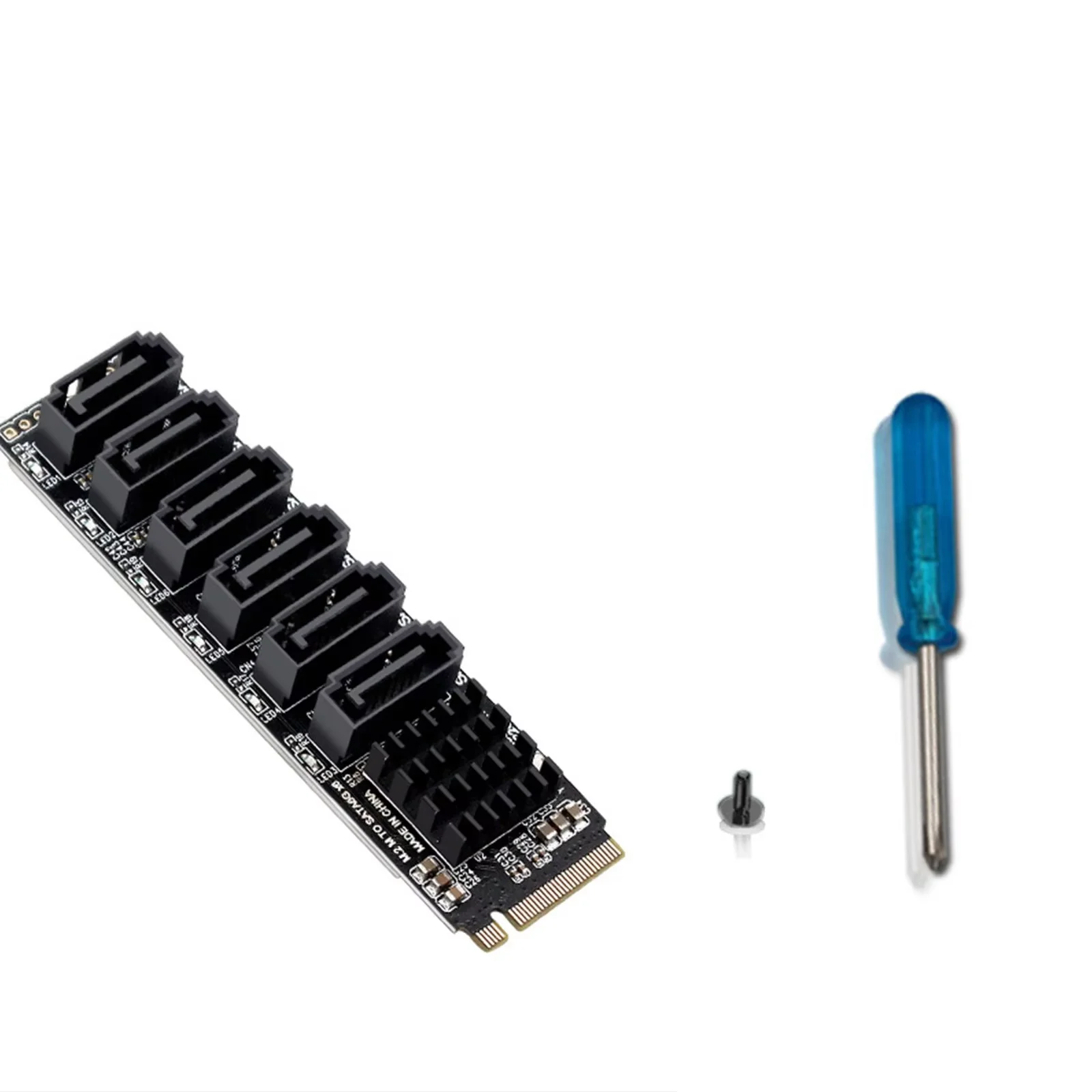 M.2 NVME M-Key PCIE 3.0 zu SATA 6 Gbit/s 6-Port-Erweiterungskarte NAS Synology Festplatte Erweiterte PCI-E-Adapter-Riser-Karte ASM1166 PM