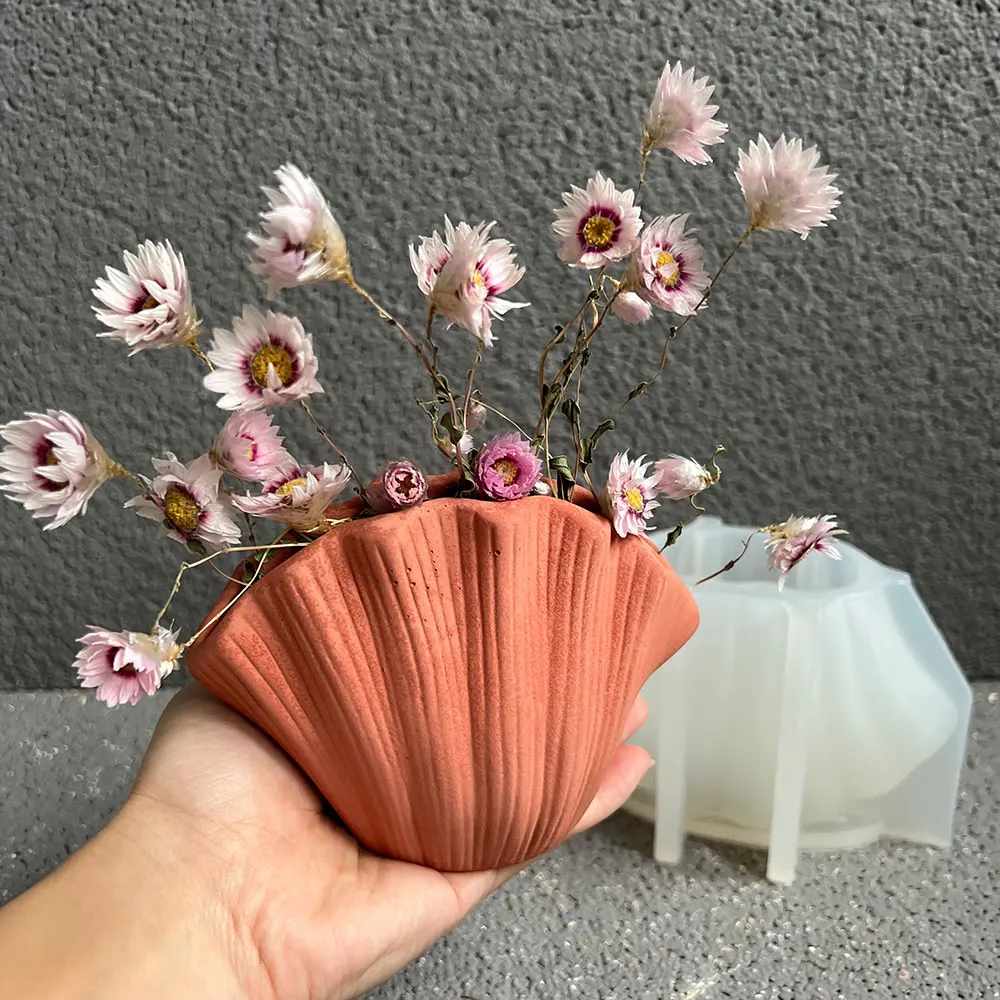 3d Jakobs muschel Vase Silikon form DIY Kerzenhalter Muschel Blumen arrangement Handwerk Herstellung Gips Tablett Harz Zement Gussformen Image